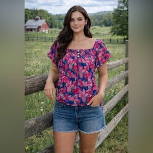 🌸💙 Draper James 💙🌸 Pink and Blue Floral Blouse Size (S)